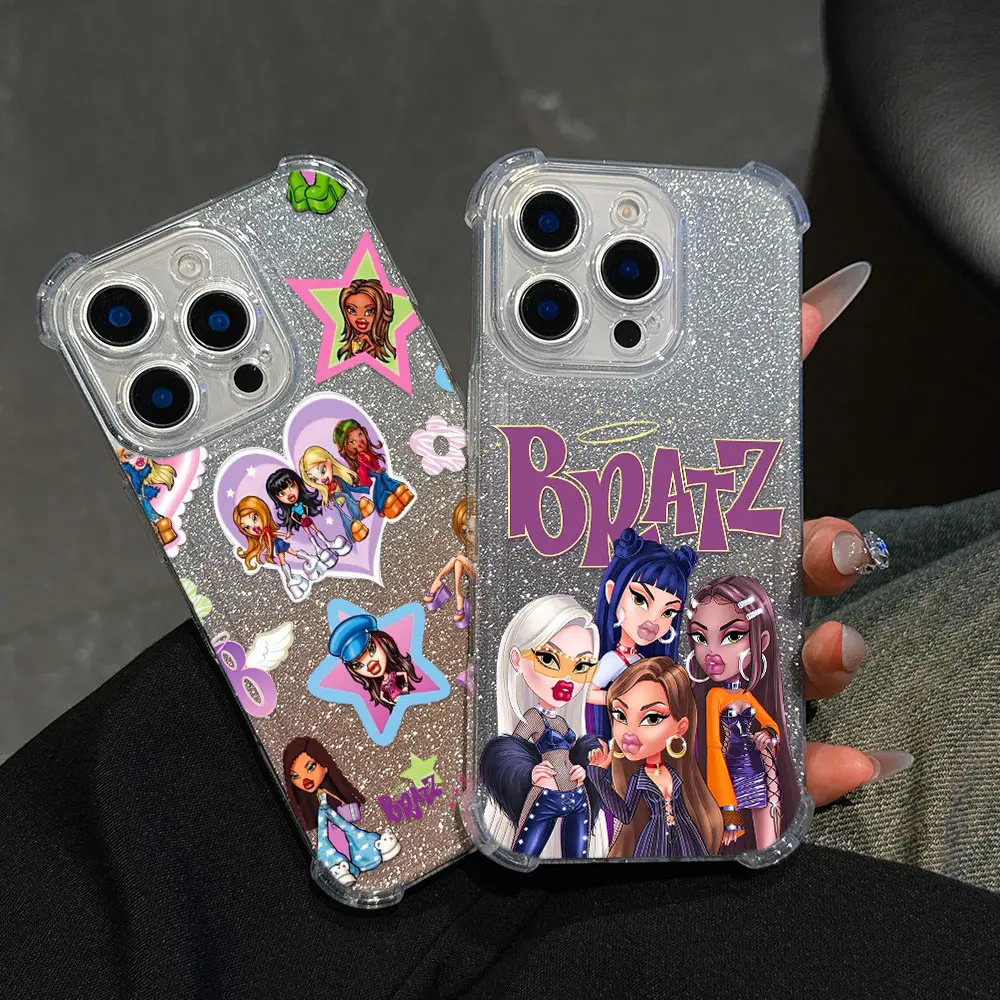 Charming Bratz Doll Anti-Fall Bling Phone Case with Airbag Back Cover
