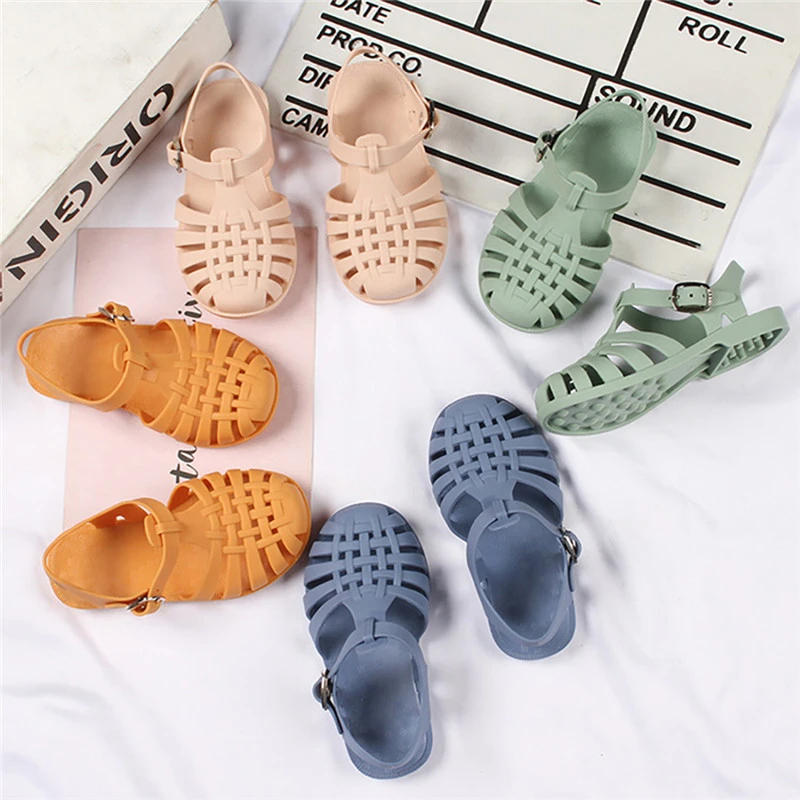 Summer Breathable Kids Sandals Baby Girls Toddler Soft Non-slip Princess Shoes Jelly Beach Flat Children Shoes Roman Slippers girls leather shoes