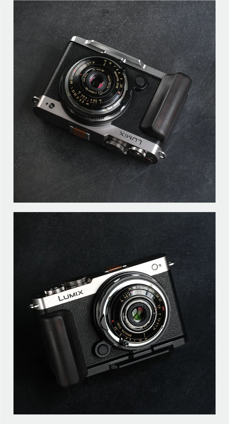 Roadfisher 카메라 우드 핸드 그립 핸들 알루미늄 합금 베이스 홀더 파나소닉 S9용 L 모양 퀵 릴리스 보드
