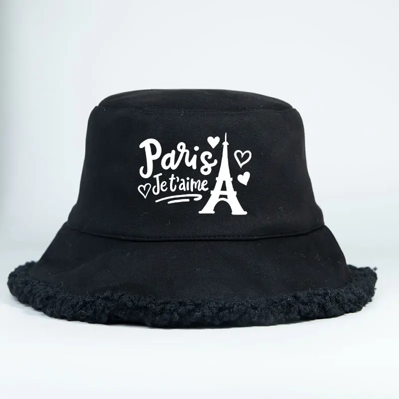 

Paris Je T'aime Reversible Bucket Hat Woman Man Outdoor Warm Panama Hat Girl Boy Sport Autumn Winter Fisherman Caps