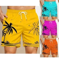 Summer Men's Shorts Quick Drying Hawaii Holiday Sports Swimming Trunks Fashion 3D Coconut Tree Print Loose Sports Shorts 2XS-5XL 1