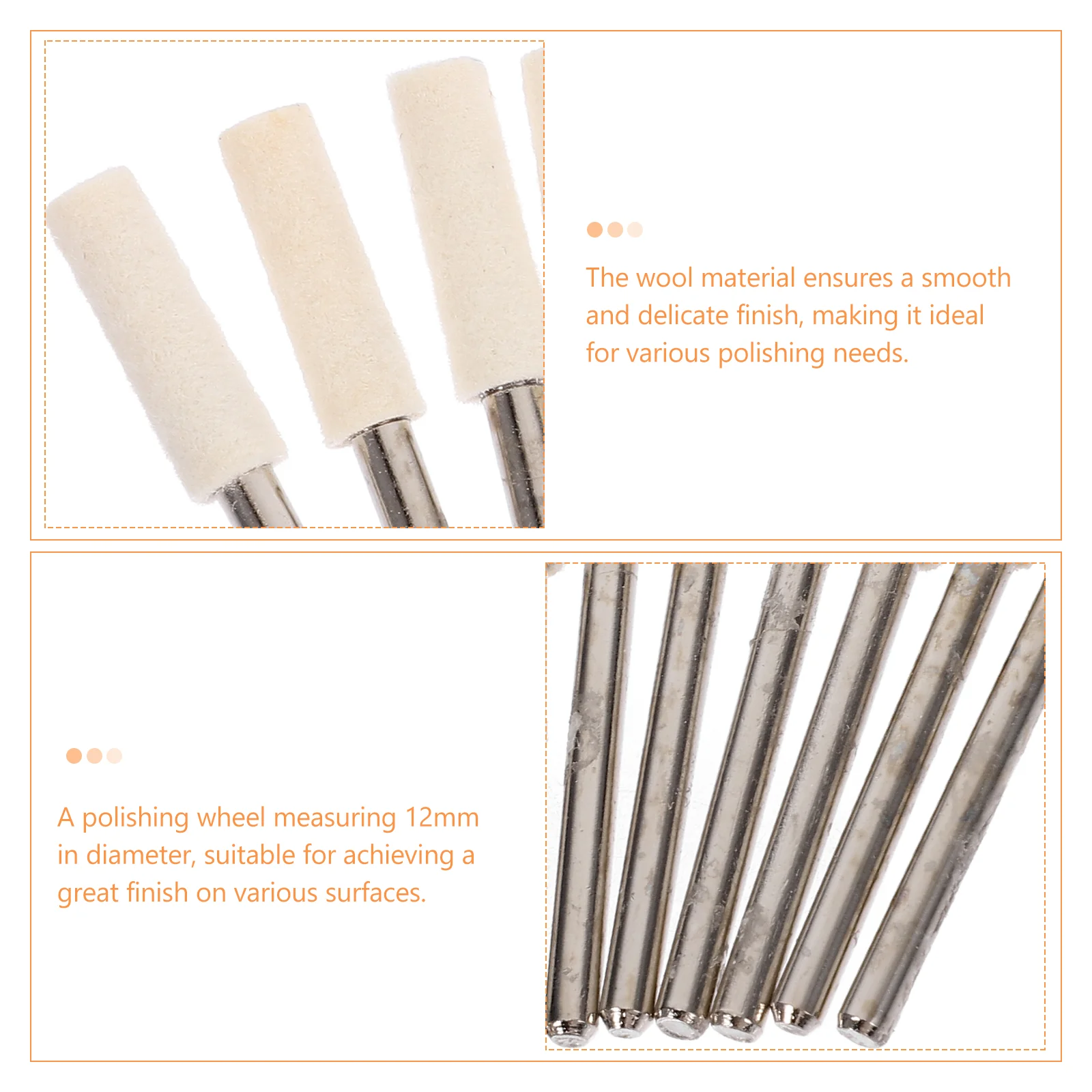 12 Pcs 3mm Wool Felt Polishing Drills Grinding Wheels for Jewelry Plastic Deburring Tools Watch Kit Nail Supplies