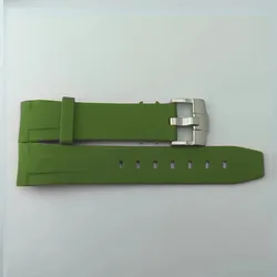 Premium Multi-Color Rubber Strap with Silver Clasp - 22mm Wide for Rose Watch buckle (NO.4 Green)