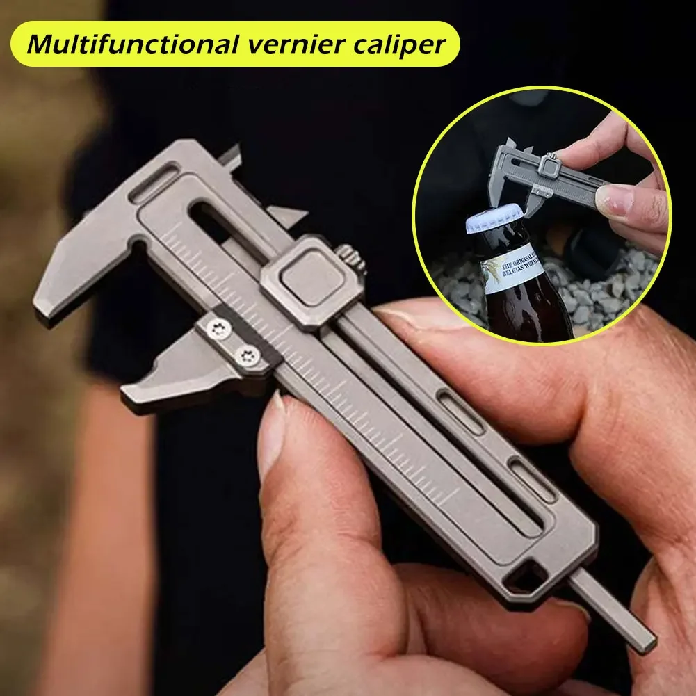 1Pc The Pocket Sized Outdoor EDC Tool Portable Multifunctional Caliper Mini Tool for High-precision Measurement Hanging Keychain