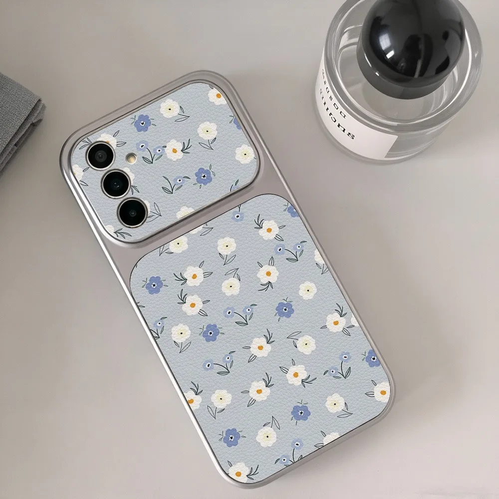 Blue Plaid Floral TPU Phone Case Cover