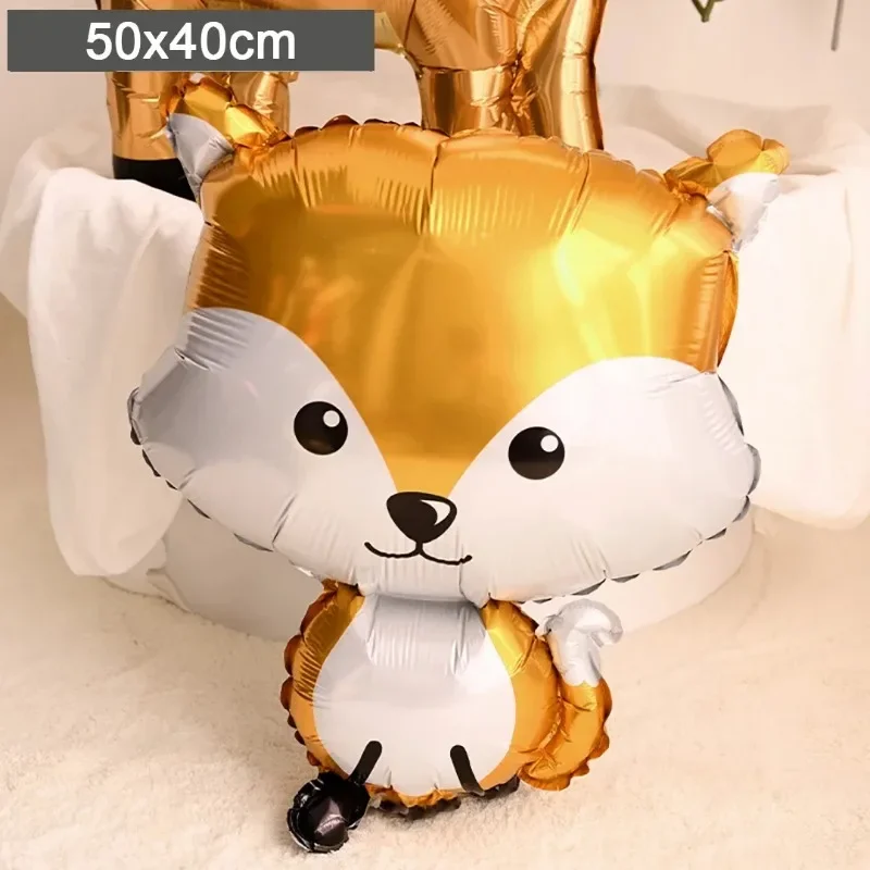 Animal Theme Foil Balloon Cute Squirrel Giraffe Elephant Leopard Fox Helium BalloonBirthday Party Decorations Kid Toy Air Globos