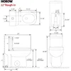 Small Compact One Piece  For Bathroom, Powerful & Quiet Dual Flush Modern Toilet, 12'' Rough-In Toilet&Soft Closing Seat Include 6