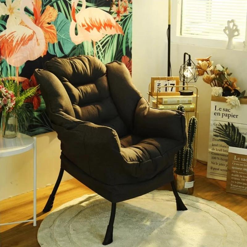Lazy Sofa Single Seat Armchair Bedroom Balcony Recliner Lounge Chair Dorm Computer Home Small Backrest Sofa Comfortable Seat