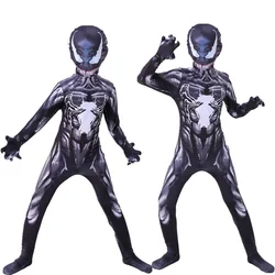 Anime Super Hero Venom Costume Spiderman Cosplay Jumpsuit Bodysuit Halloween Carnival Party Adult Kids Children