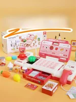 Supermarket Cash Register Toys Shopping Intelligent Recognition Pretend Play With Scanner Microphone Credit Card Toys for Kids 2