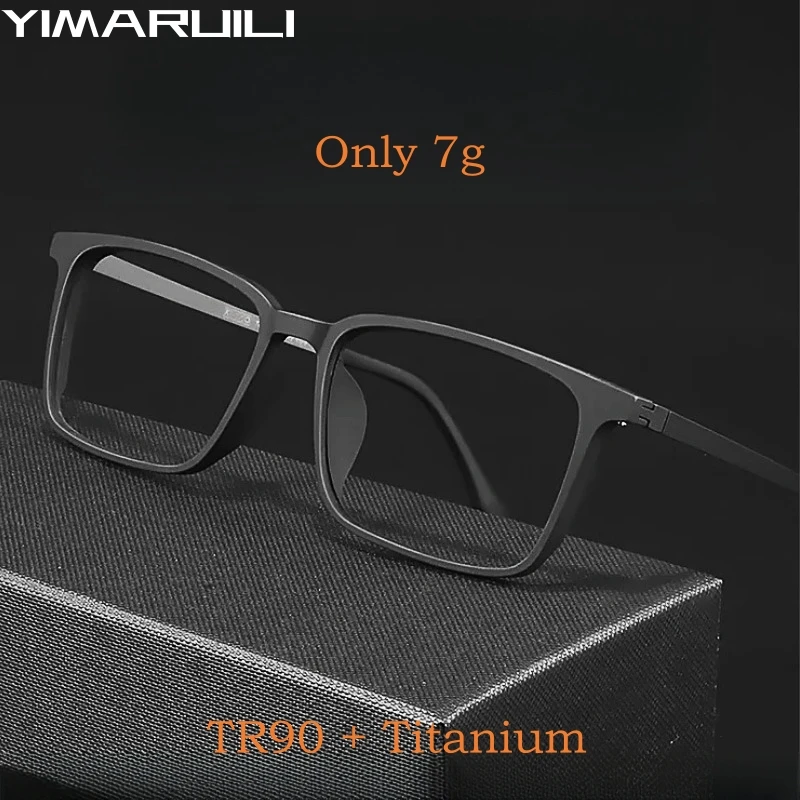 Eyeglasses Frames Men Women Pure Titanium Square Big Size Flexible TR90