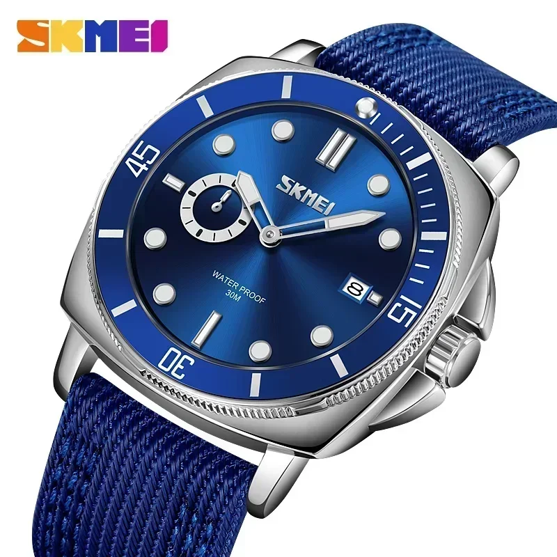 

SKMEI Casual Nylon Strap Date Male Wristwatches Waterproof Clcok reloj hombre 9328 Quartz movement Luminous Hands Watch Mens