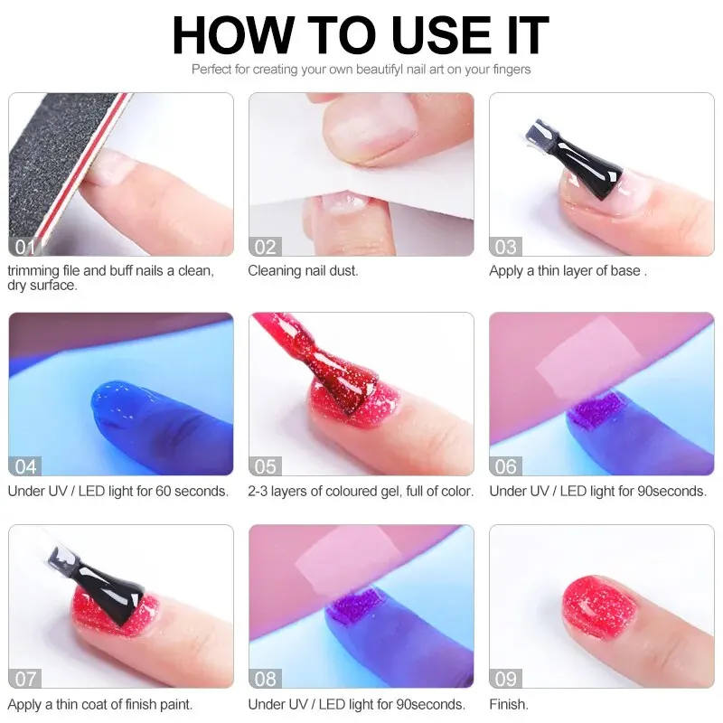 Nail Gel Kit Acrylic Nails Set With UV LED Lamp Dryer Nail Drill Color Gel Polish Kit Soak Off Manicure Tools Set 6