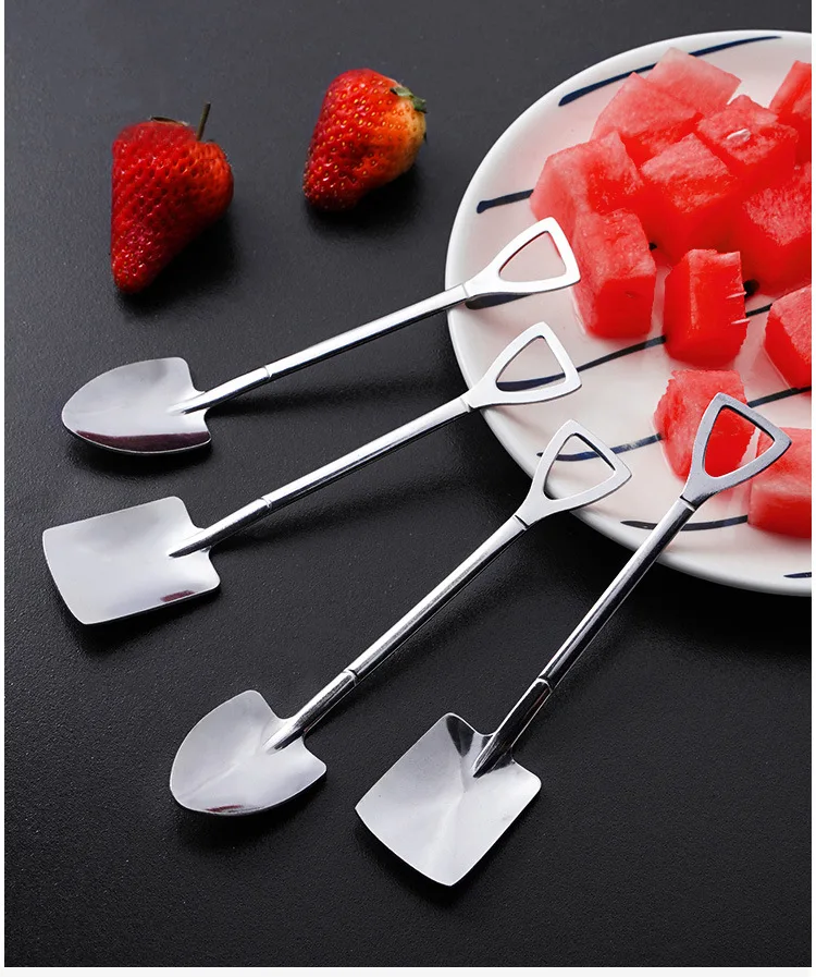 Description Picture 6 of item4Pcs/Set Shovel Spoons Stainless Steel TeaSpoons Coffee Ice Cream Dessert Tableware Scoop Kitchen Accessories