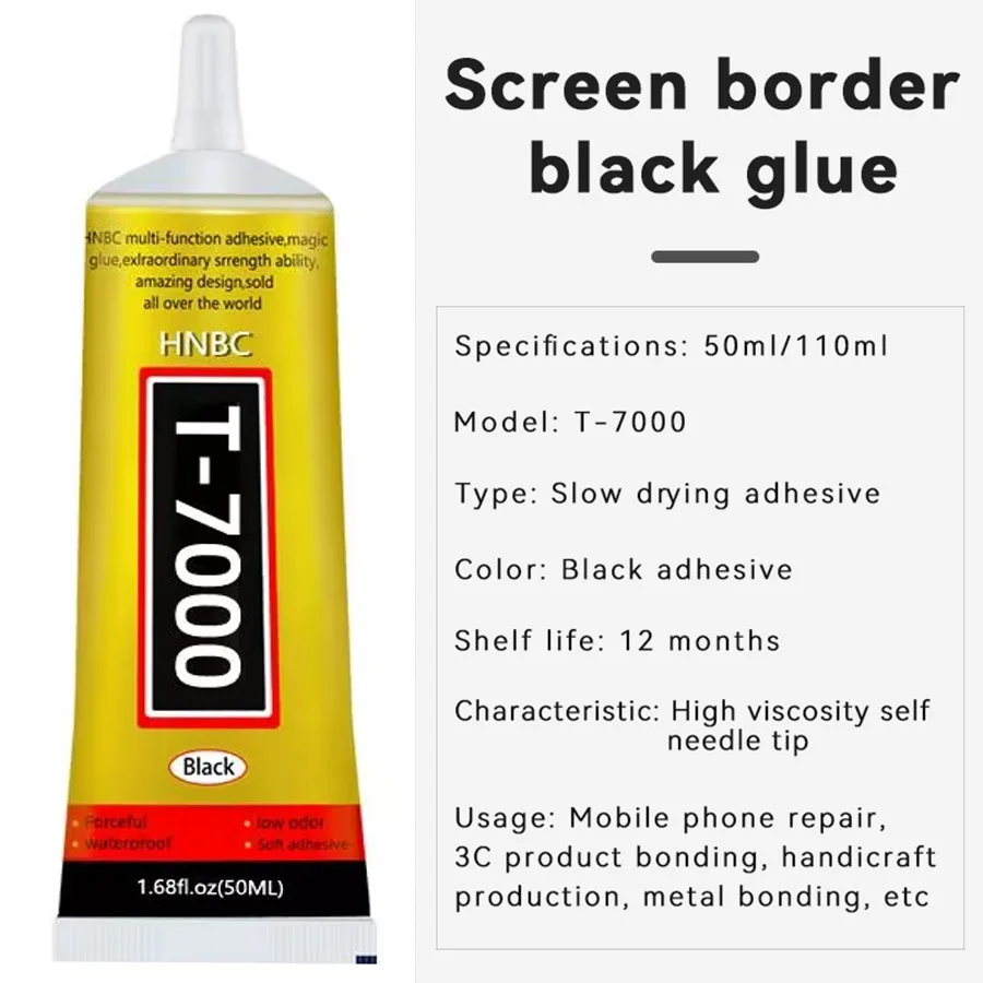 T7000 Black Contact Cellphone Tablet Repair Adhesive HNBC Strong t-7000 Glue 15ML 50ML 110ML with Fine Needle Outlet 3