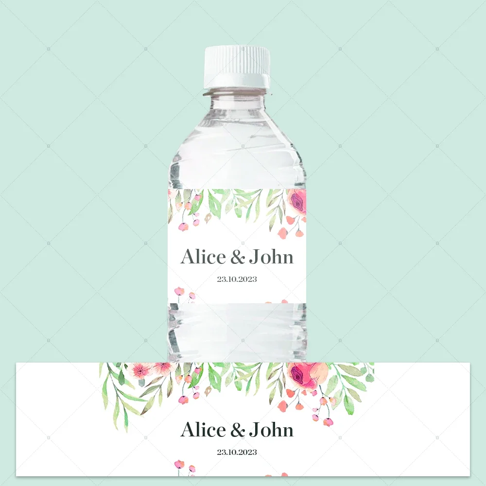 thumbnail image 1 of Etiqueta de celebración para boda, etiqueta personalizada para botella de agua, calcomanía con texto y nombre personalizado, adecuada para fiestas de regalos nupciales, 1 of 5