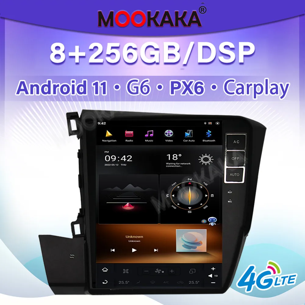 

Автомагнитола для Honda Civic 2012 + Tesla Style Android 11, мультимедийный проигрыватель с GPS-навигацией, DSP, автостереосистема PX6