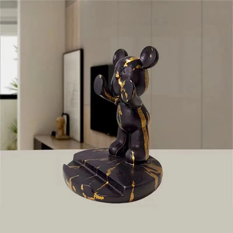 Charming French Bulldog Desk Decor: Cute Dog Sculpture Phone Holder and Home Office Ornament