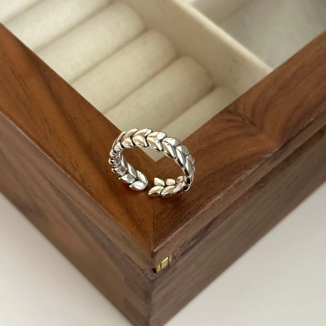 

New in 925 Sterling Silver Wheat Open Rings For Women Vintage Wedding Female Jewelry Wholesale Items With Free Shipping