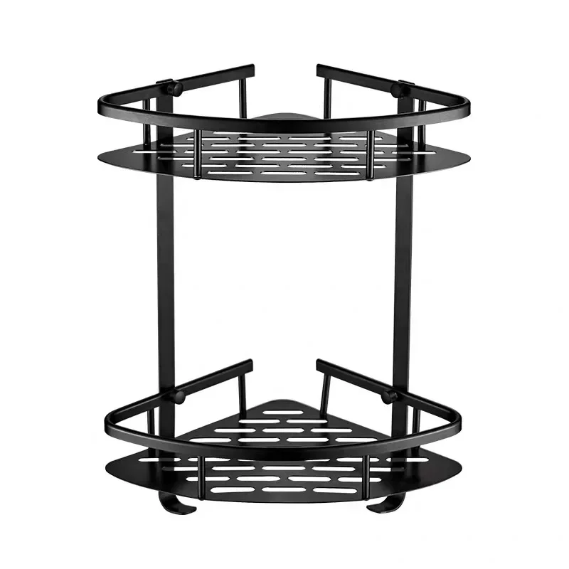 1 Pc Bathroom Corner Shelf With Alloy Shower Rack Hook Towel Bar No Drill Space Aluminum Shower Storage Rack Bathroom Organizer 5
