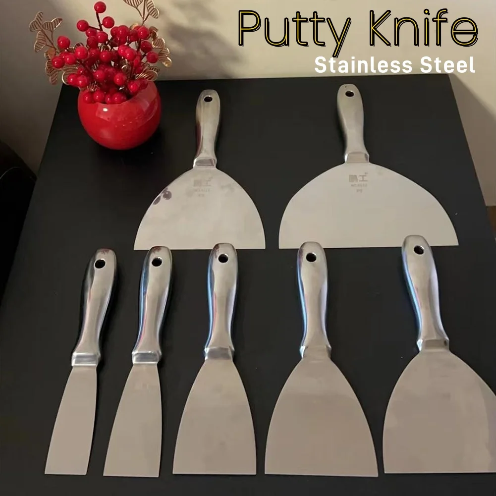 One-Piece Stainless Steel Putty Knife Scraper Spatula Putty Painter Paint Tool Plaster Shovel Clean Spatula Construction Tool