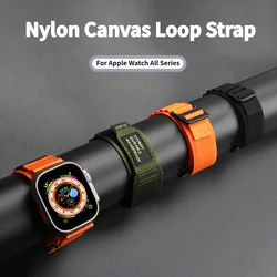 Canvas Sport Strap for Apple Watch Band 49mm Ultra 45mm 44mm 41mm 40mm Nylon Alpine Trail Loop Bracelet iWatch Series 9 8 7 6 se