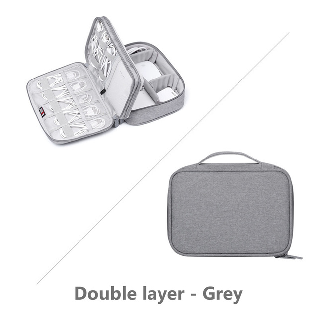 Travel Cable Storage Multi-Function Digital Storage Bag Gadget Organizer Digital Pouch Ipad Earphone Charge Double Layer
