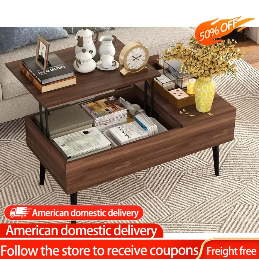 

Lift Top Coffee Table Mesa Lateral Mid Century Coffee Table With Drawer & Hidden Compartment Office Living Room Tables Furniture