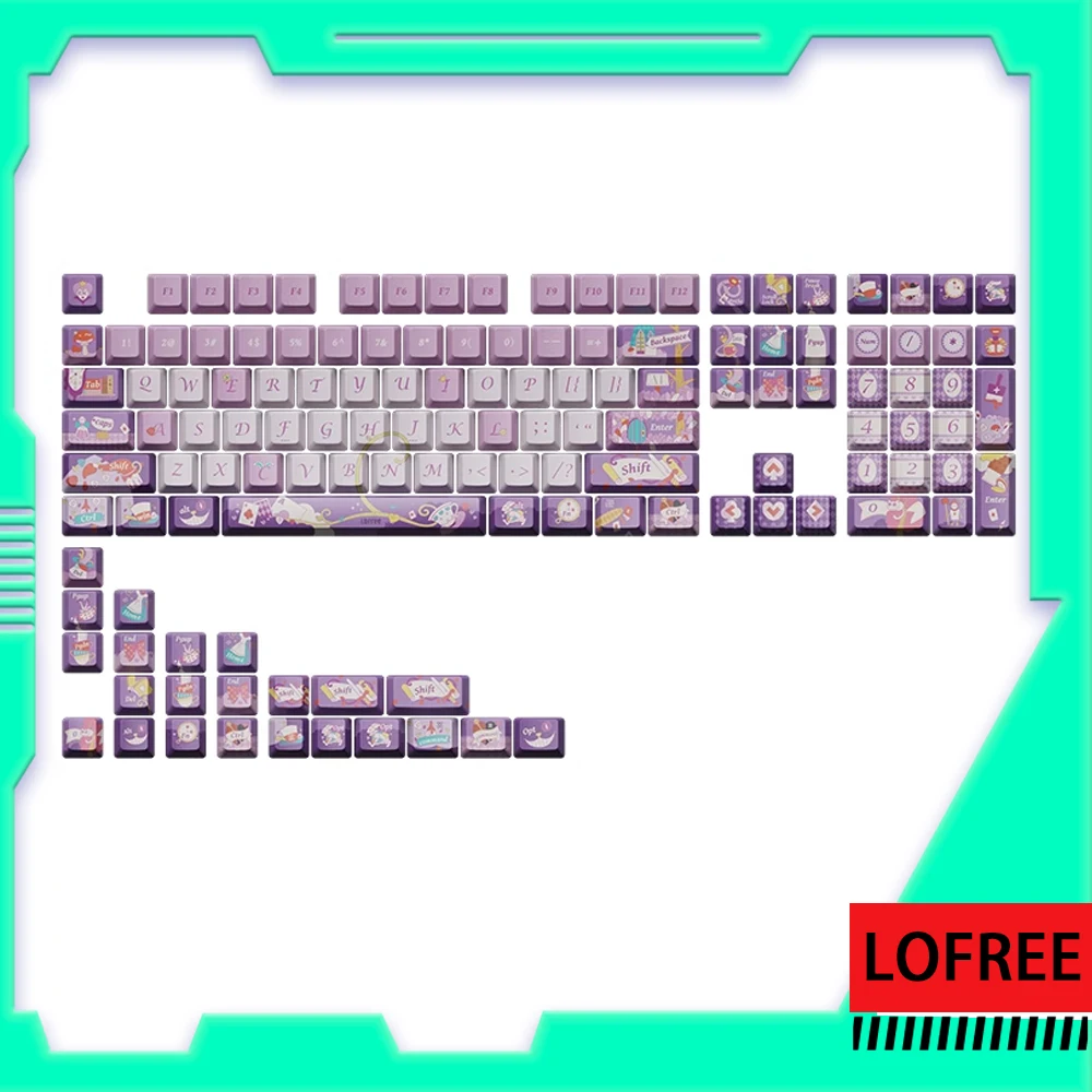 

Колпачки для клавиш Lofree с 100 кнопками, для самостоятельной сборки, Мультяшные сенсорные колпачки для клавиатуры с функцией горячей замены и сублимации, Нескользящие колпачки для механической клавиатуры Mx
