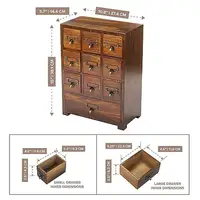 Solid Wood Vintage Traditional Chinese Medicine Curio Cabinet Storage Organizer Small Drawer Size Fully Assembled Multi-Purpose 2