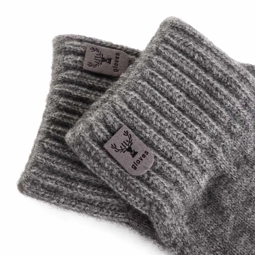 

Wool Men Knitted Gloves Soft Thickened Touchscreen Knitted Woolen Gloves Solid Color Warm Full Finger Gloves Autumn