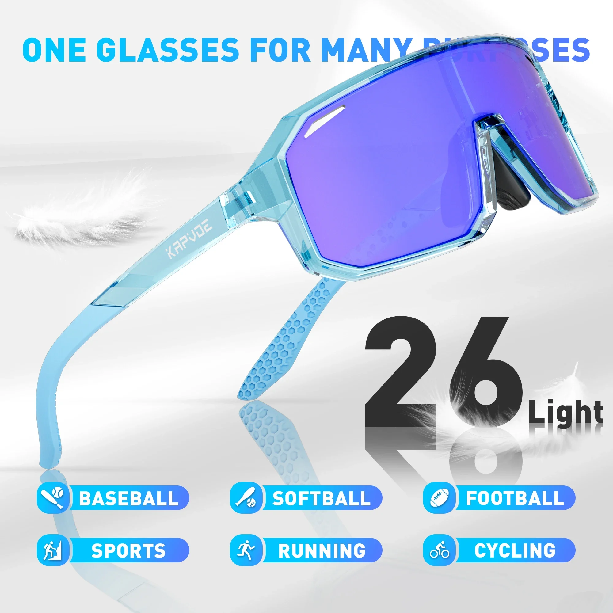Kapvoe Kids Photochromic Sports Child Bike Sunglasses Baseball Cycling Glasses for UV400 Boys Girls Small Size Fashion Outdoor