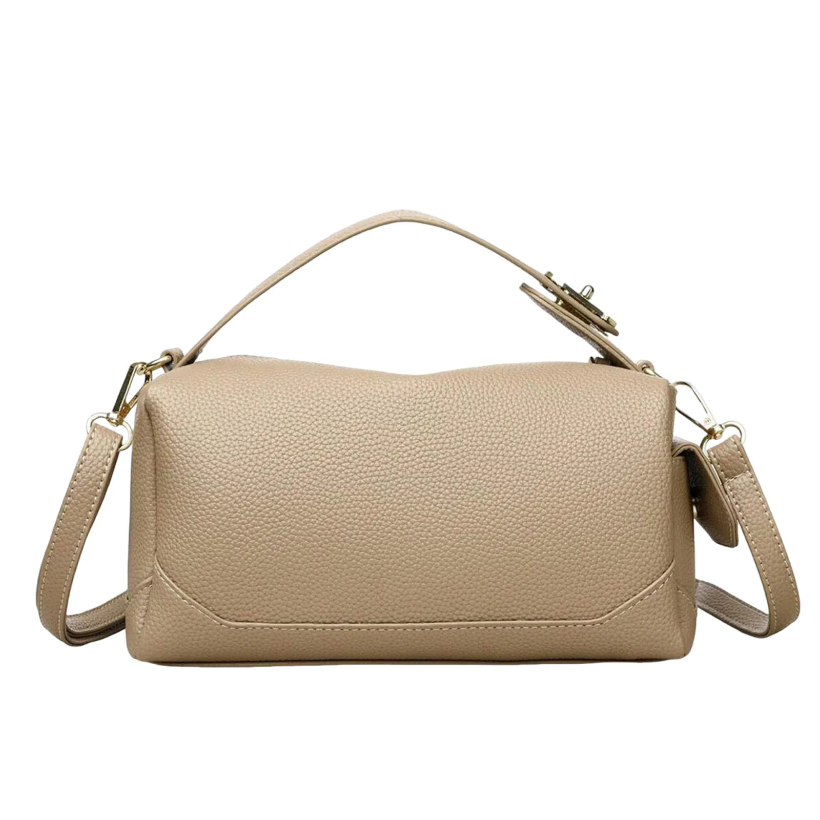 Women Girls PU Leather Solid Color Shoulder Bag with Zipper Elegant Boston Crossbody Bag Top-Handle Bag for Outings Commuting