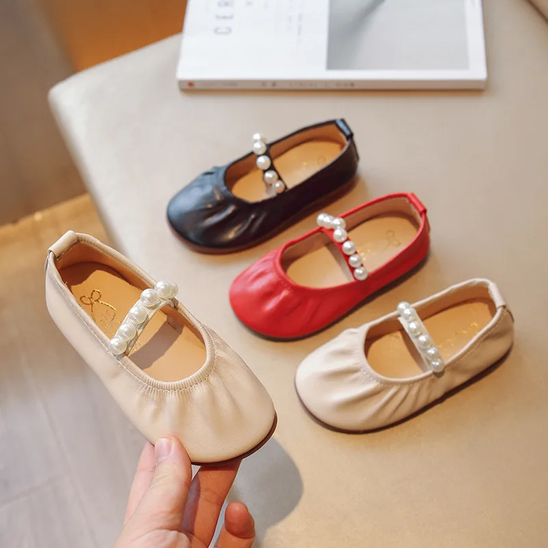 

Girls' leather shoes2024New Style Little Girl's Western Princess Shoes Spring and Autumn Pumps Children's Soft Bottom Baby Peas