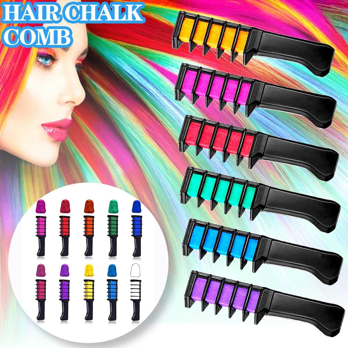 Hair Chalk Comb Temporary Hair Color Chalk Washable Disposable Dye Tools  for Women Girls Styling Accessories Pink White 9.9cm| | - AliExpress
