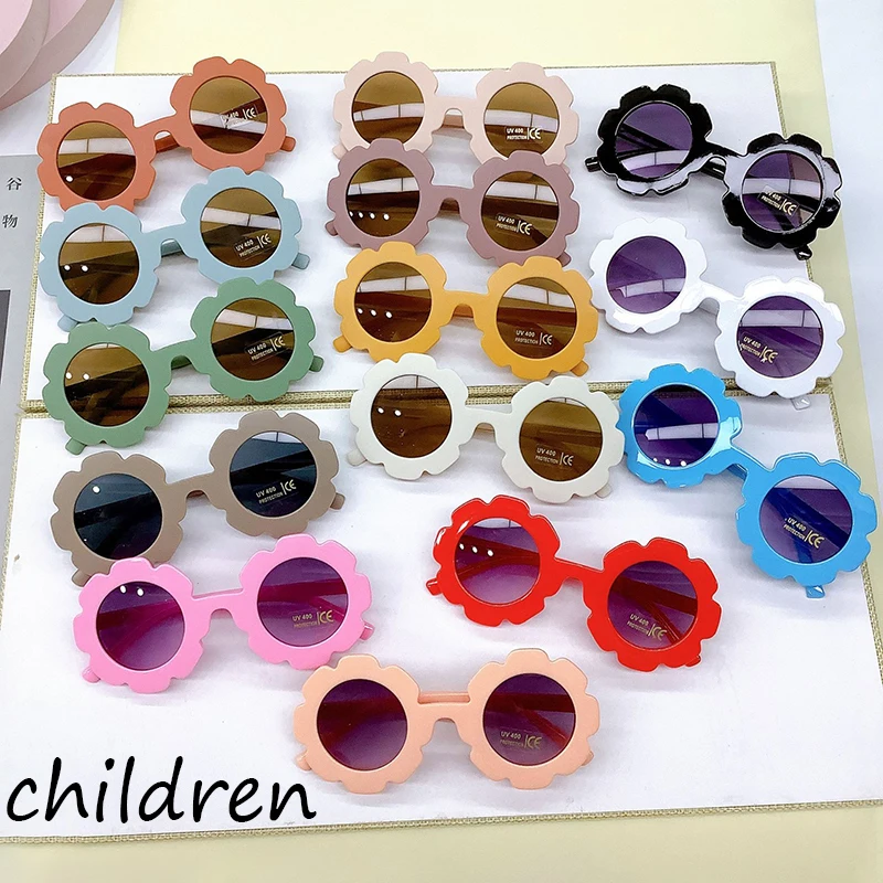 UV400 Multi colored classic sunflower sunglasses for children cute sun protection sunglasses for boys and girls