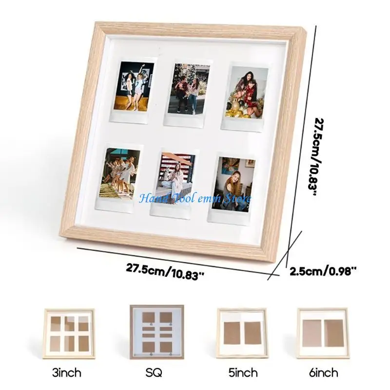 3-6인치/SQ 인쇄 액자용 H37F 빈티지 스타일 나무 프레임 사진 홀더