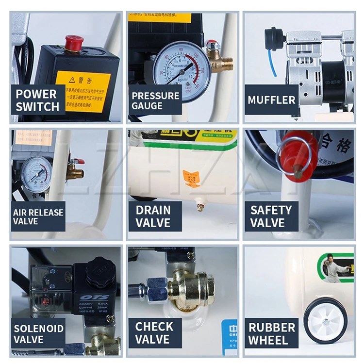 Air Compressor Oil-Free Air Compressor Tank 750W Silent Air Pump for Painting/Ca