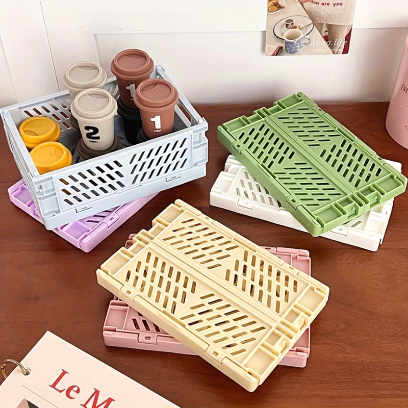 1PC Back To School Storage Basket, Foldable Storage Basket, Suitable for Home and Office Use, Stackable Desktop Storage Basket