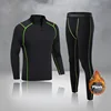 Men Boys Thermal Underwear Warm First Layer Sports Compression Fleece Rashgard Quick Dry Plush Skin Kids Long Johns Jogging Suit 2
