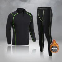 Men Boys Thermal Underwear Warm First Layer Sports Compression Fleece Rashgard Quick Dry Plush Skin Kids Long Johns Jogging Suit 2