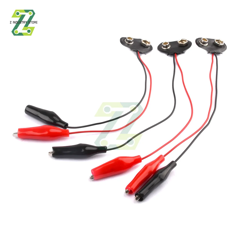 9V Battery Power Connector Snap Clip Adapter 3PCS T-type 9V Dual Wire Holder Cable 9Volt 18cm Lead Socket Plug with Alligator alligator clips alligator clip adapter