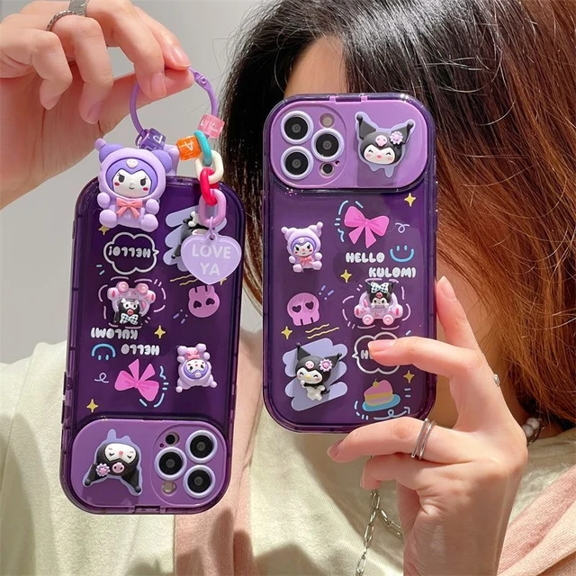 3D Hello Kitty Kuromi Charm Stand Mirror Case Cover for iPhone 14