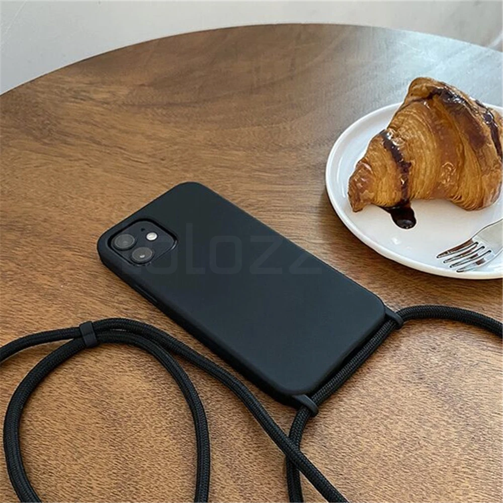 Fluorescent Silicone Phone Case with Lanyard Cord and Neck Strap - Shockproof Cover