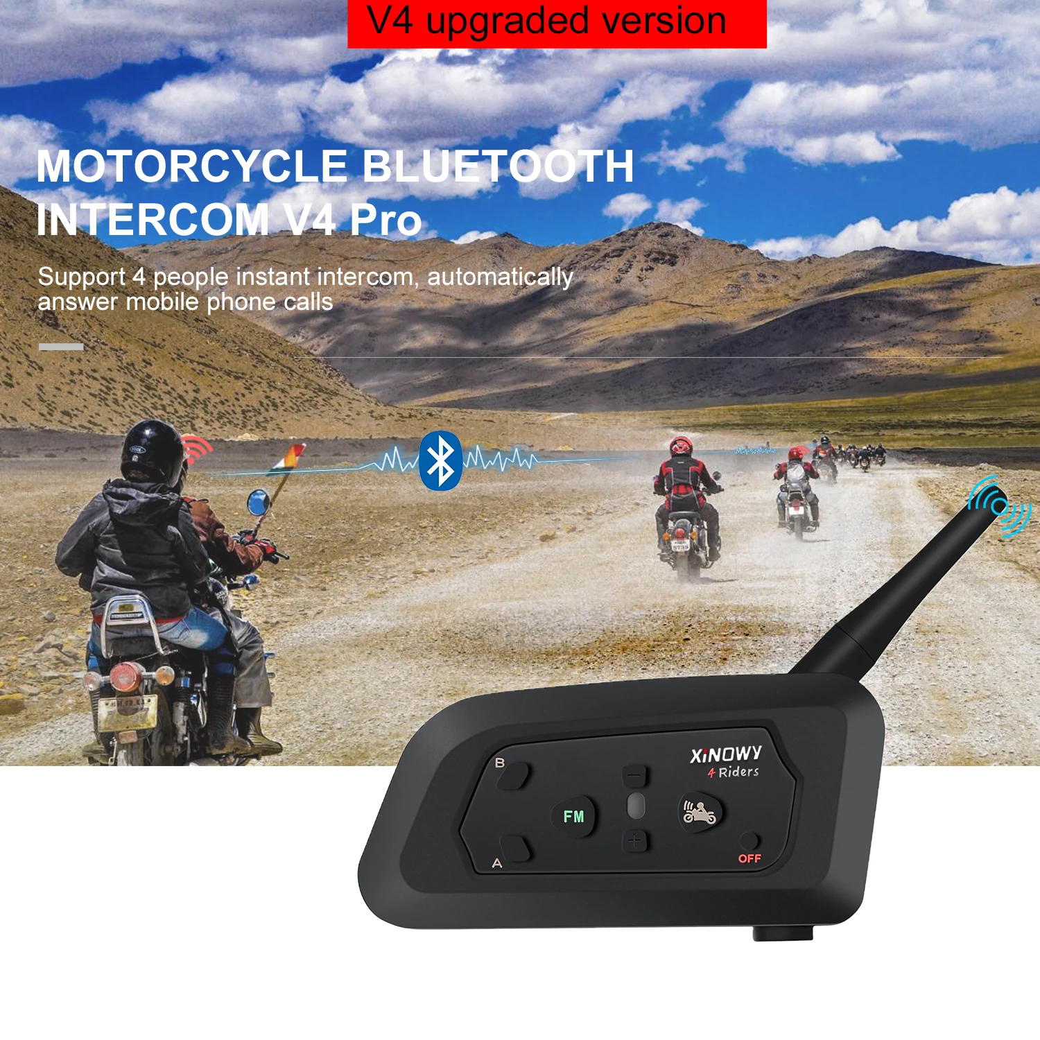 限定セール -SALE オートバイのヘルメット用のBluetoothヘッドセット,4人の アクセサリー