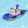 Spray Water Swim Pool Electric Boat Bathing Rescue Model Fireboat with Light Music LED Creativity Toys for Baby Kids Children 3