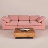 Nordic Wabi Sabi medieval style linen fabric sofa for three or four people, removable and washable living room furniture 1