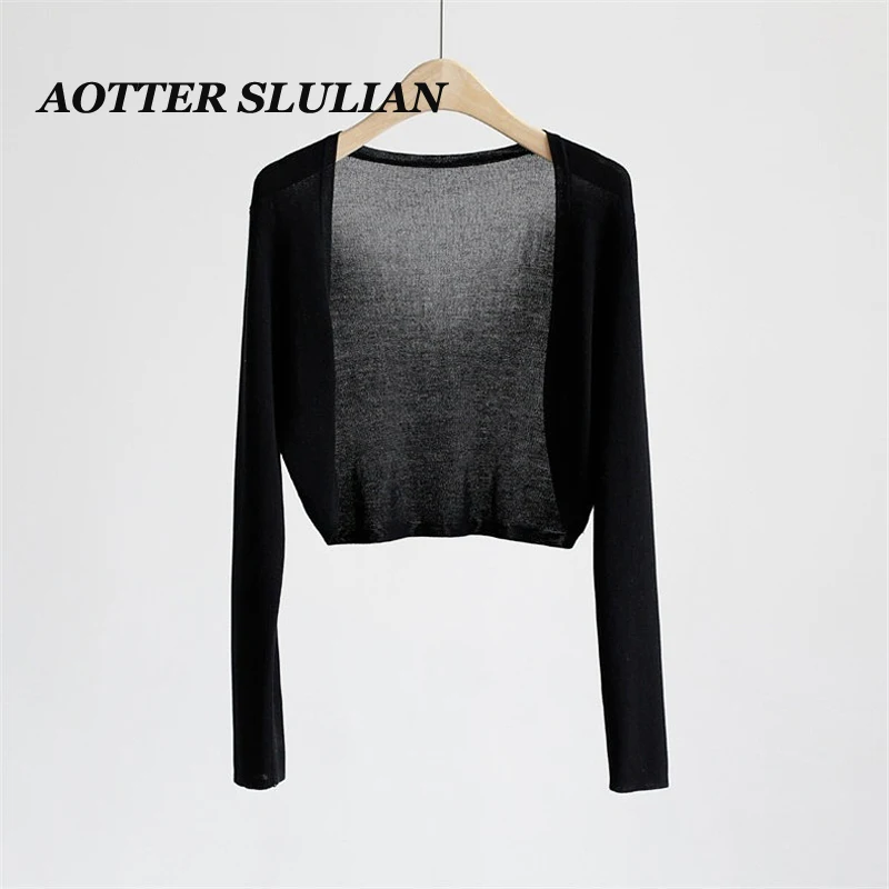 여성용 니트 자외선 차단 의류 가디건, 얇은 스타일 숄 오버레이 커버 업, 짧은 에어컨 코트, 여름 신상 패션 