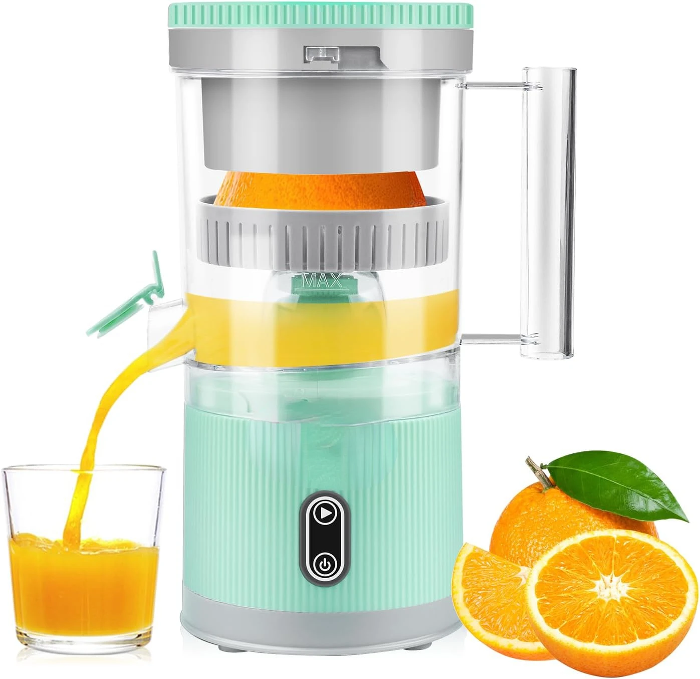 

Citrus Juicer, Rechargeable Juicer Machine with USB Cable and Cleaning Brush, Orange Lime Lemon Grapefruit Juicer Squeezer, Easy
