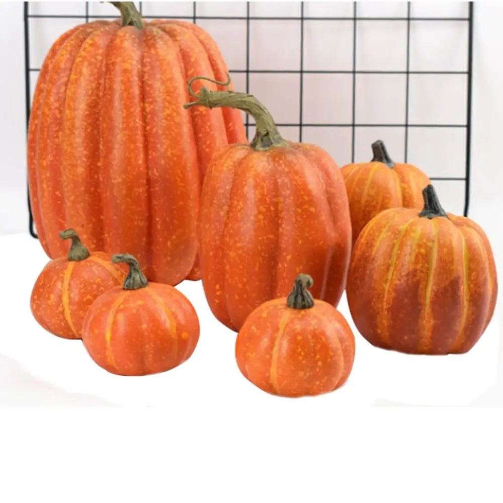 Artificial Pumpkin Decoration 7PCS Artificial Assorted Pumpkins Mini Fake DIY Pumpkin Autumn Decorations for Home